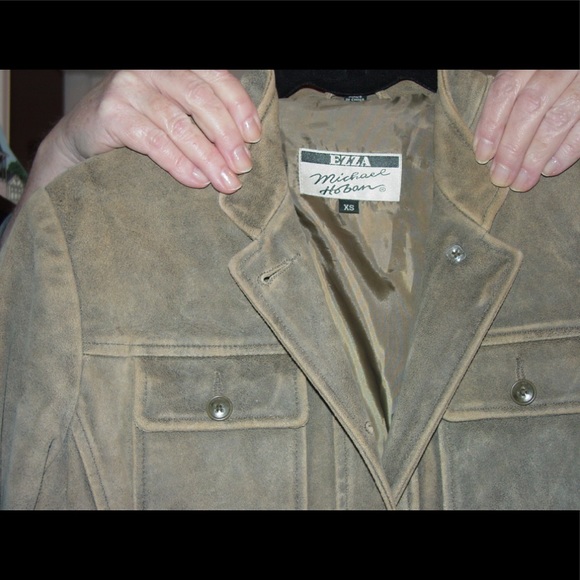 Green/gray/khaki suede coat size xs - Picture 3 of 3